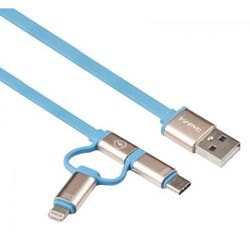 cumpără Cablu telefon mobil Marvo UC-049B, MicroUSB+Lightning, blue în Chișinău