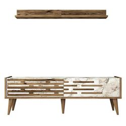 cumpără Comodă TV Trendy Valensiya 140, Nuc, Alb, Marmura în Chișinău 