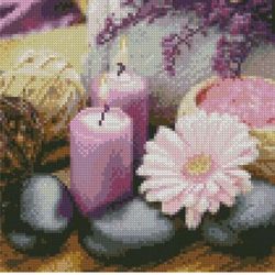 купить Картина по номерам Strateg CA-0048 Алмазная мозайка Цветы и свечи 30x30 в Кишинёве 