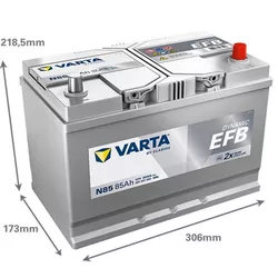 купить Автомобильный аккумулятор Varta 85AH 800A(JIS) клемы 0 (306x173x225) S4 028 EFB (585501080K262) в Кишинёве 