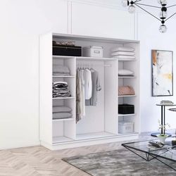 купить Шкаф Mobildor-Lux Fox uși glisante din PAL (200x60x210H cm) Alb в Кишинёве 