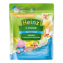 Heinz каша овсяная молочная c бананом Omega 3, 6+меc. 200г
