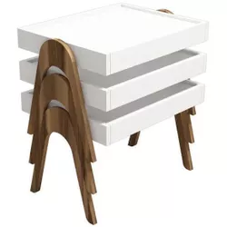 cumpără Măsuţă cafea Trendy Roma, Nuc, Alb 53x64x40cm, masa de cuibarit (3 bucati) în Chișinău 