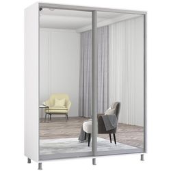 cumpără Dulap Mobildor-Lux Aron cu uși glisante din oglinzi (150x60x210H cm) Alb Brilliant în Chișinău 