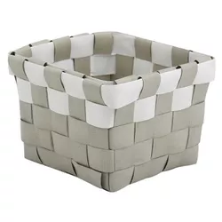 cumpără Cutie depozitare MSV 40994 Coș împletit  10x10x7.5cm bej cu alb, plastic în Chișinău 