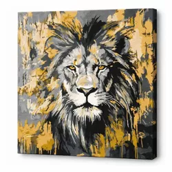 купить Картина по номерам Ideyka KHO6735 40x40cm Eco, Leu auriu cu vopsele metalice в Кишинёве 