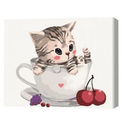 купить Картина по номерам BrushMe BS8396FC (fără cutie) Pisic în ceașcă в Кишинёве 