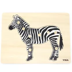 cumpără Puzzle Viga 44603 Puzzle din lemn Montessori cu buton Zebra în Chișinău 