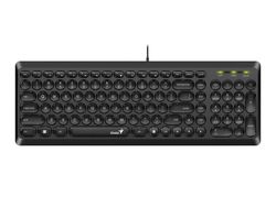 Keyboard Genius SlimStar Q200, Low-profile, Slim Round Key, Fn Keys, Black, USB