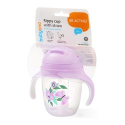 cumpără Cană cu pai BabyOno 1464/05 Cupa de baut cu un paie ponderat (liliac) în Chișinău 