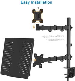 cumpără Accesoriu PC Gembird MA-DA-03, Adjustable desk mount with monitor arm and notebook tray în Chișinău 