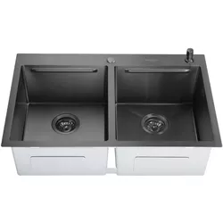 купить Мойка кухонная SanDonna HD7850 двойная чёрная в Кишинёве 