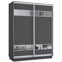 cumpără Dulap Mobildor-Lux Fox uși glisante din PAL cu elemente din oglindă (200x60x240H cm) Anthracite în Chișinău 