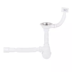 cumpără Sifon pentru chiuvetă bucătărie Metline B3-MF045 tip "butelie" D. 3.1/2" x 40 cu 1 racord, preaplin si furtun gofrat 40/50 în Chișinău 