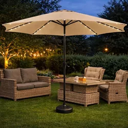 cumpără Umbrelă de gradină Hydro S 0431112 cu iluminare, pe picior, Bej în Chișinău 