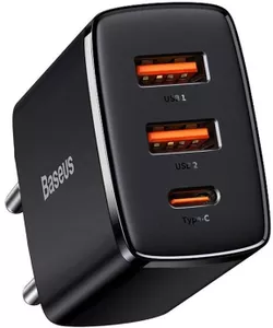 купить Зарядное устройство сетевое Baseus CCXJ-E01 2*USB-A+1*Type-C, Compact Series, Black в Кишинёве 