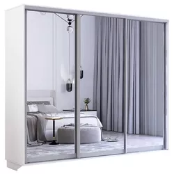 купить Шкаф Mobildor-Lux Fox uși glisante din oglinzi (250x60x200H cm) Alb в Кишинёве 