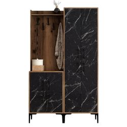 cumpără Mobilă pentru antreu Trendy Berlin BA, Nuc, Marmura Neagra, 120x200x35cm (GTR001358) în Chișinău 