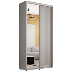 cumpără Dulap Mobildor-Lux Compact uși glisante Oglindă + PAL cu ornament linii (100x45x240H cm) Grey în Chișinău 