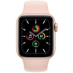 Apple Watch SE 44mm Aluminum Case with Pink Sand Sport Band, MYDR2 GPS, Gold