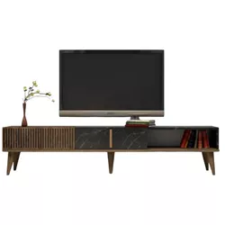 cumpără Comodă TV Trendy Milano, Nuc, Negru 180x40x35cm în Chișinău 