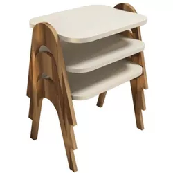 cumpără Măsuţă cafea Trendy Paris, Nuc, Crem 48x42x35cm, masa de cuibarit (3 bucati) în Chișinău 