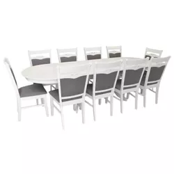 купить Комплект стол и стулья Evelin di Costacurta стол HV-33V White + 10 стульев HV-3167 White/NV-10WP Grey в Кишинёве 