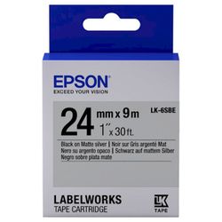 Tape Cartridge EPSON LK6SBE; 24mm/9m Matte, Black/Matte Silver, C53S656009