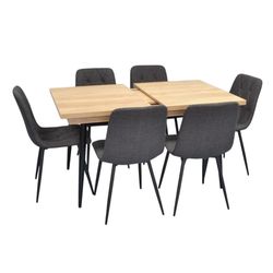 cumpără Set masă și scaune Evelin di Costacurta стол DT-433-4B + 6 стульев YTC-080B Dark grey în Chișinău 