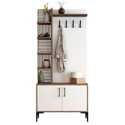 cumpără Mobilă pentru antreu Trendy Viyana D, Nuc, Alb 90x200x35cm (GTR001346) în Chișinău 