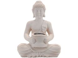 Felinar pe baterie solara "Buddha" 31cm, alb