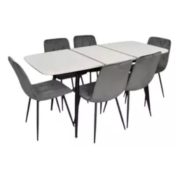 купить Комплект стол и стулья Evelin di Costacurta стол DT-532R B + 6 стульев YTC-080B Blu-14 (Dark grey) в Кишинёве 