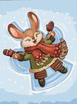 купить Картина по номерам BrushMe RBS1017FC 30x40 сm (fără cutie) Iepuraș de zăpadă в Кишинёве 