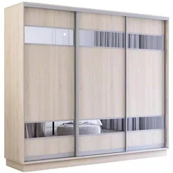 cumpără Dulap Mobildor-Lux Fox uși glisante din PAL cu elemente din oglindă (250x60x200H cm) Sonoma în Chișinău 