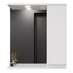 купить Зеркало для ванной Bayro Studio 700x750 правый белый мат в Кишинёве 