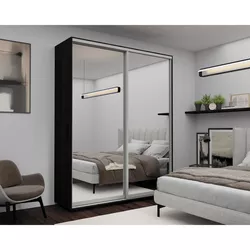 купить Шкаф Nex Home Dulap cu uși glisante 200x60x220cm, Oglinda, Antracit в Кишинёве 