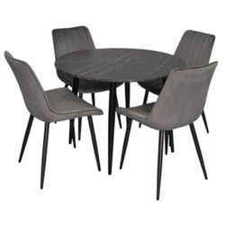 купить Комплект стол и стулья Evelin di Costacurta стол DT-402-6B + 4 стула YTC-055B, BLU-14 Dark grey в Кишинёве 
