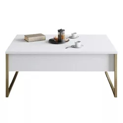cumpără Măsuţă cafea Trendy Lux, alb, auriu 90x40x60cm în Chișinău 