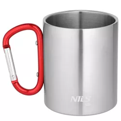 купить Посуда походная Nils NC17110 CAMP 300ml din inox cu carabină, roșie в Кишинёве 