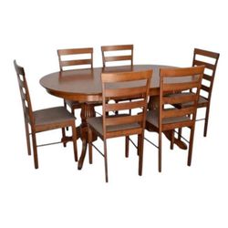 купить Комплект стол и стулья Evelin di Costacurta стол HV-33V Burnish Oak + 6 стульев Gloria Burnish oak/Ekea12 Dark Brown в Кишинёве 