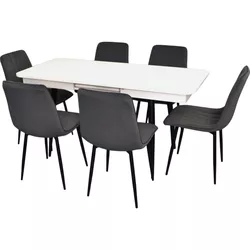 купить Комплект стол и стулья Evelin di Costacurta cтол DT-432-1R B + 6 стульев YTC-078B Bluvel-14 (Dark grey) в Кишинёве 