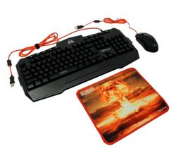Gaming Keyboard & Mouse & Mouse Pad Qumo Wartime, Fn hotkeys, RGB, AntiGhosting, Black, USB