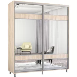 cumpără Dulap Mobildor-Lux Aron cu uși glisante cu oglindă zebra (180x60x240H cm) Sonoma în Chișinău 