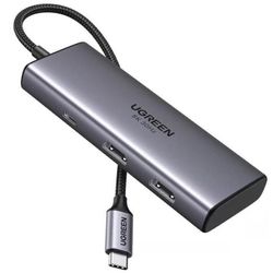купить Переходник для IT Ugreen 15852 HUB 6in1 USB-C to 2*HDMI(8K@30Hz)+2*USB-A3.0+USB-C3.0+PD(100W), CM498, Space Gray в Кишинёве 