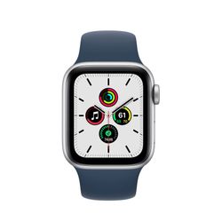 Apple Watch SE 40mm Aluminum Case with Abyss Blue Sport Band, MKNY3 GPS, Silver