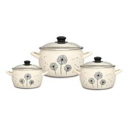 cumpără Set veselă Metalac 51774 Set emailat Papadie 3buc (2.4l, 3.3l, 5.7l) în Chișinău 