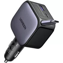 купить Зарядное устройство для автомобиля Ugreen 55909B Type-C+USB-A with Type-C Cable, Retractable, 90W, Grey, EC603 в Кишинёве 