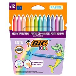 cumpără Set de creație BIC 56886 Markere colorate ultralavabile Kid Couleur, 12buc, Pastel în Chișinău 