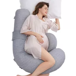 купить Подушка для мам Momcozy PP006-GR00NB-C Perna pentru maternitate in forma F Air Layer Grey в Кишинёве 