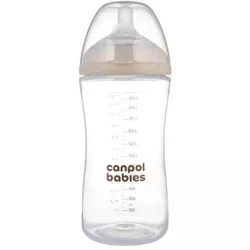 cumpără Cană cu pai Canpol 35/402 Sticlă cu formă naturală și tetină cu două zone, 330 ml în Chișinău 